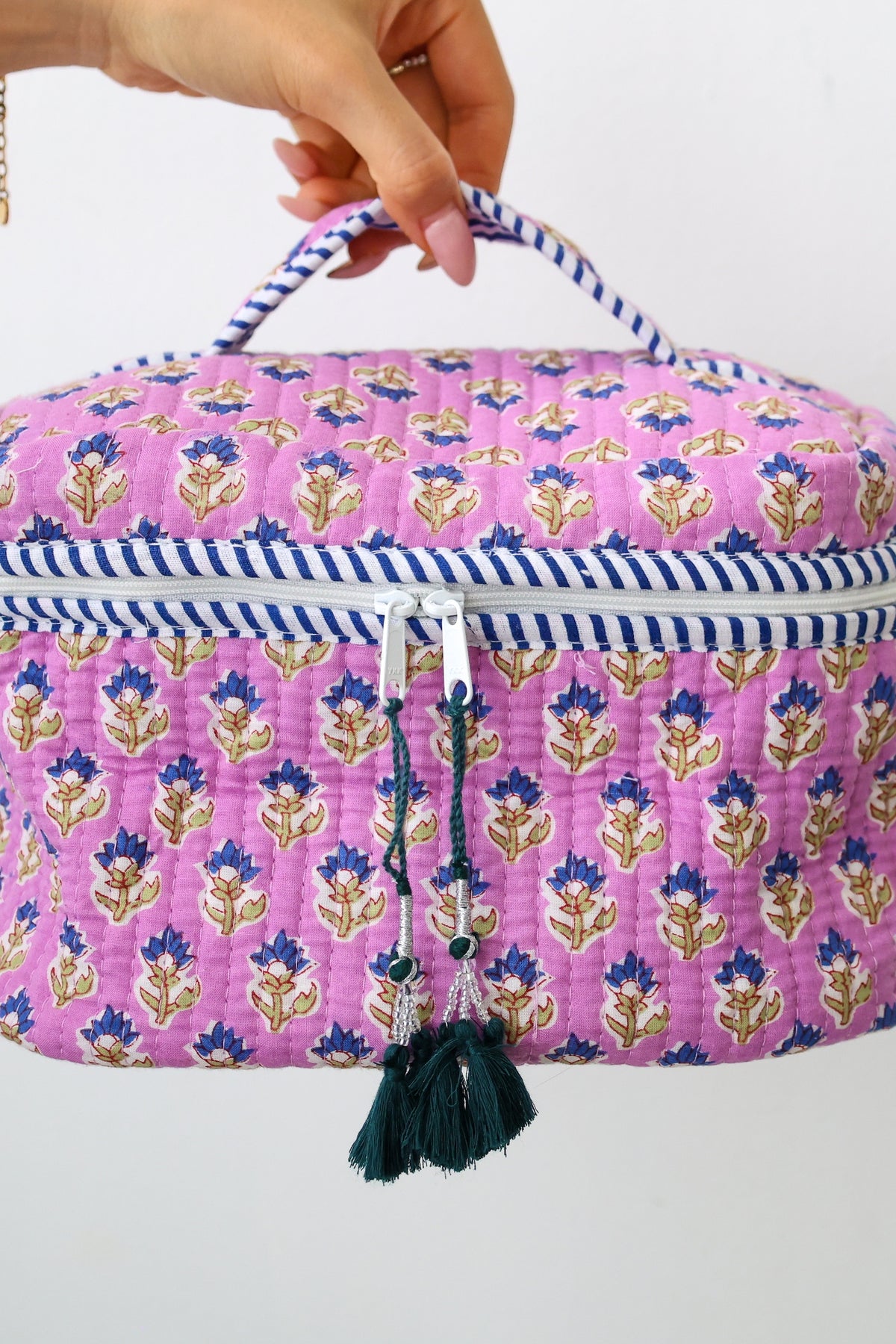 Quilted Toiletry Bag with Handle