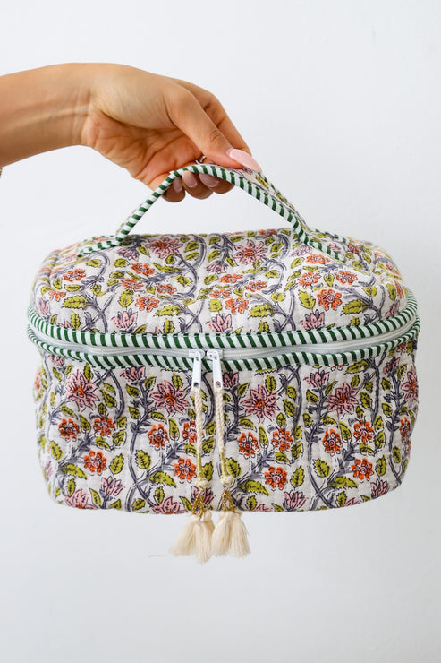 Quilted Toiletry Bag with Handle