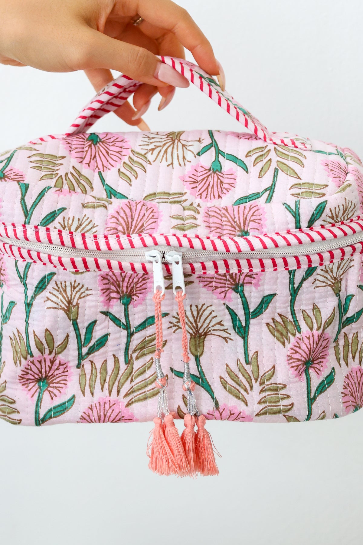 Quilted Toiletry Bag with Handle