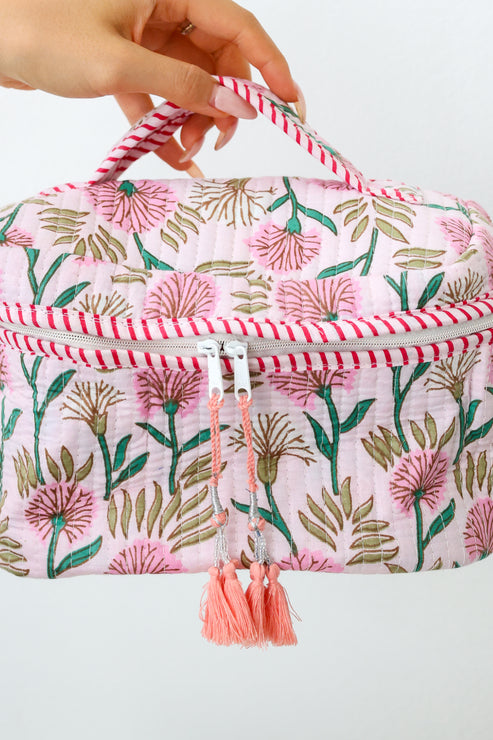 Quilted Toiletry Bag with Handle