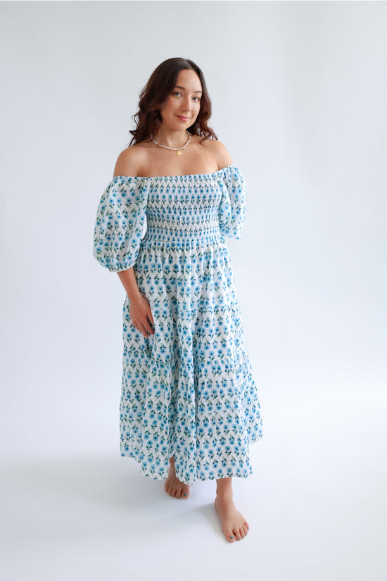 The Fawn - Puff Sleeve Shirred Cotton Dress