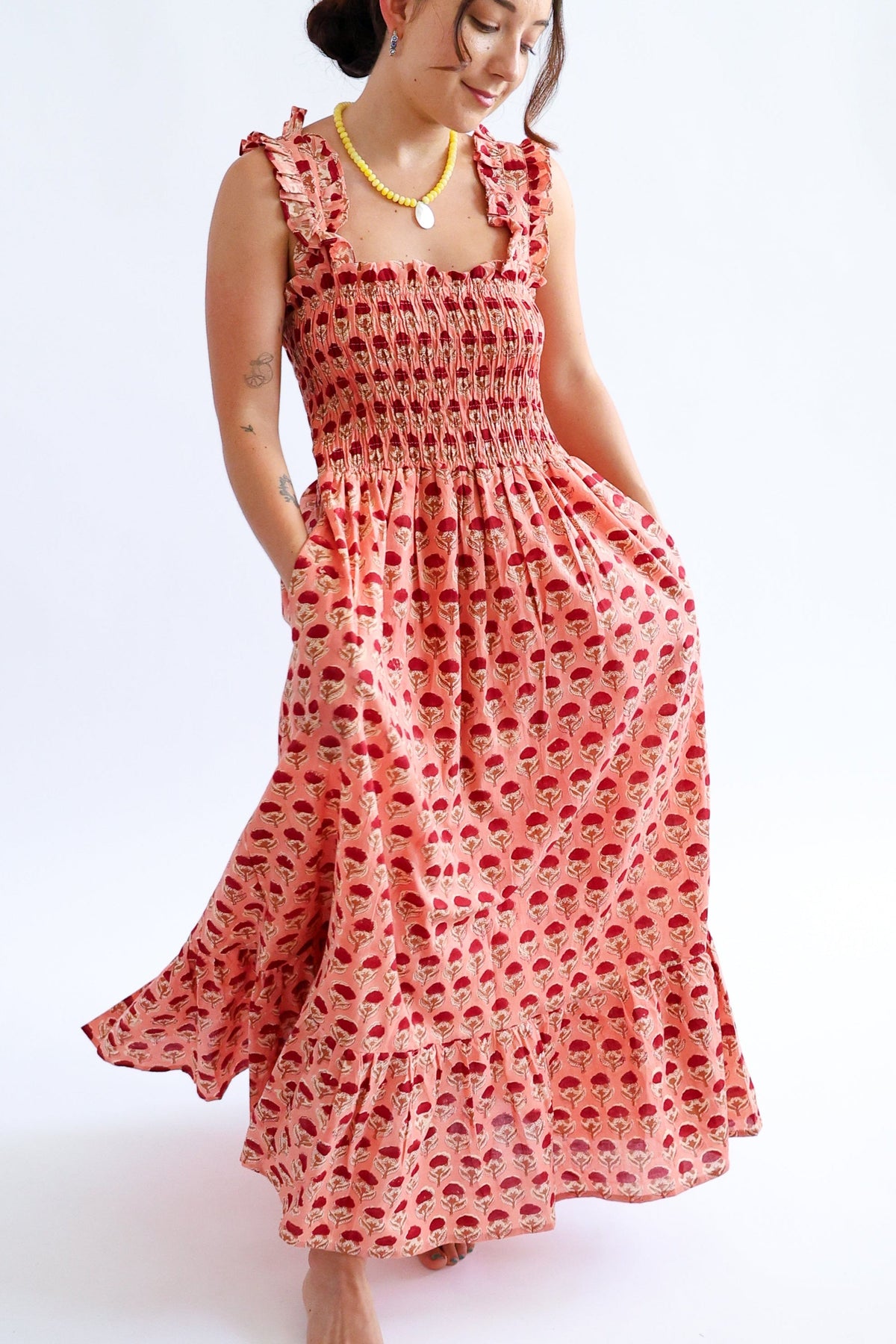 The Tia - Ruffle Strap Tiered Cotton Dress