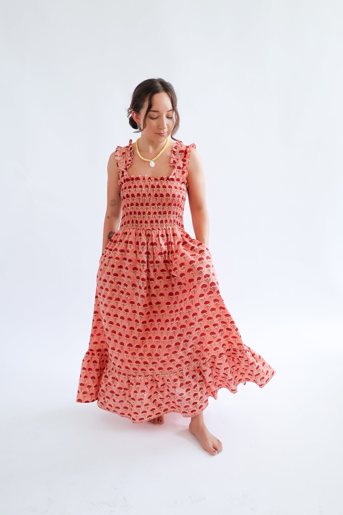 The Tia - Ruffle Strap Tiered Cotton Dress