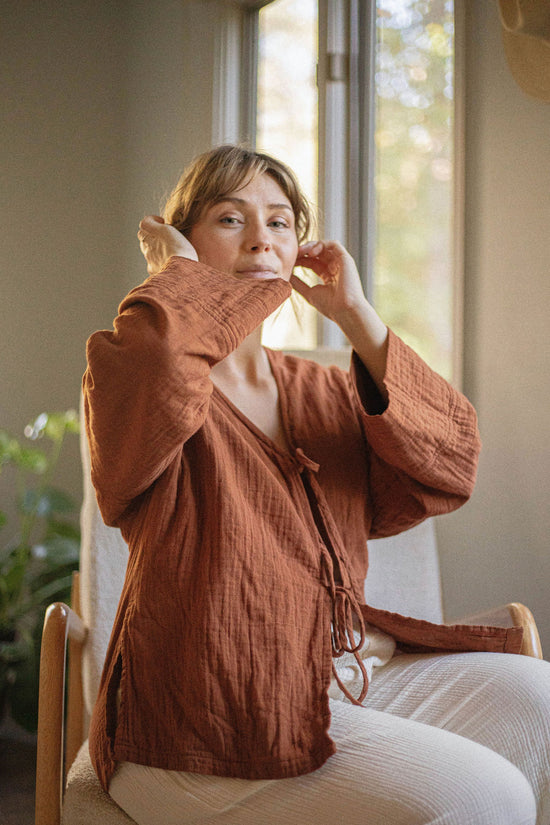 Oversized Tie Front Gauze Kimono