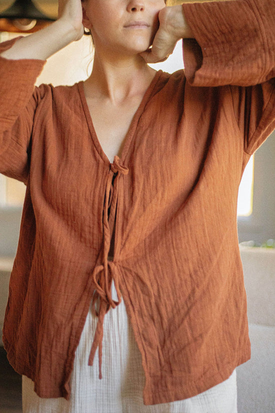Oversized Tie Front Gauze Kimono