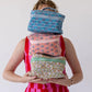 Large Quilted Cotton Toiletry Makeup Bag with Handle
