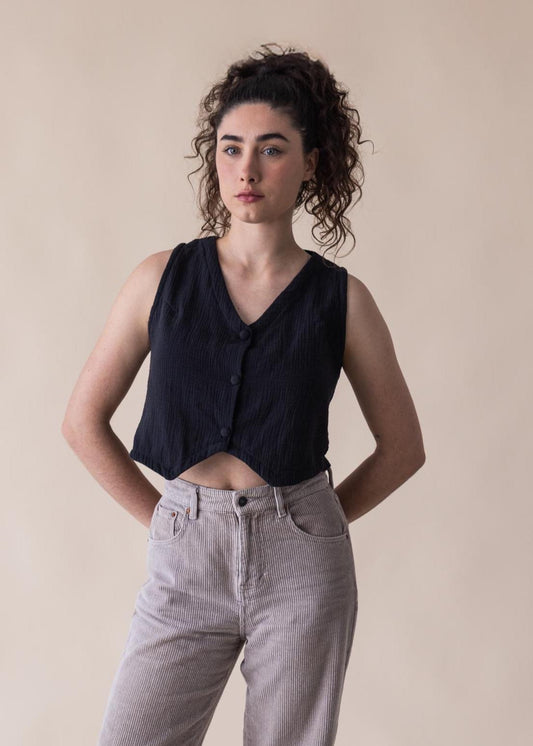 The Minimal Cropped Vest Top - Gauze