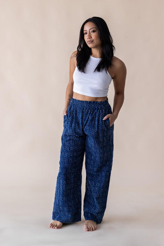 Indigo Stonewashed Gingham Lounge Pants