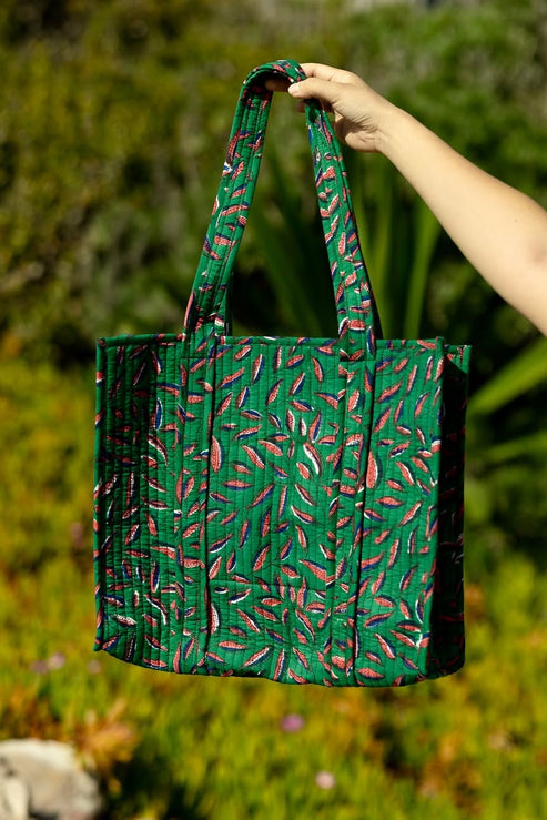 Quilted Cotton Tote Bag 16x16