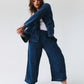 Indigo hand-dyed cotton kimono, open front — view 2
