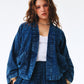 Indigo hand-dyed cotton kimono, open front — view 3