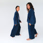 Indigo hand-dyed cotton kimono, open front — view 4