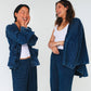 Indigo hand-dyed cotton kimono, open front — view 5