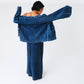 Indigo hand-dyed cotton kimono, open front — view 6