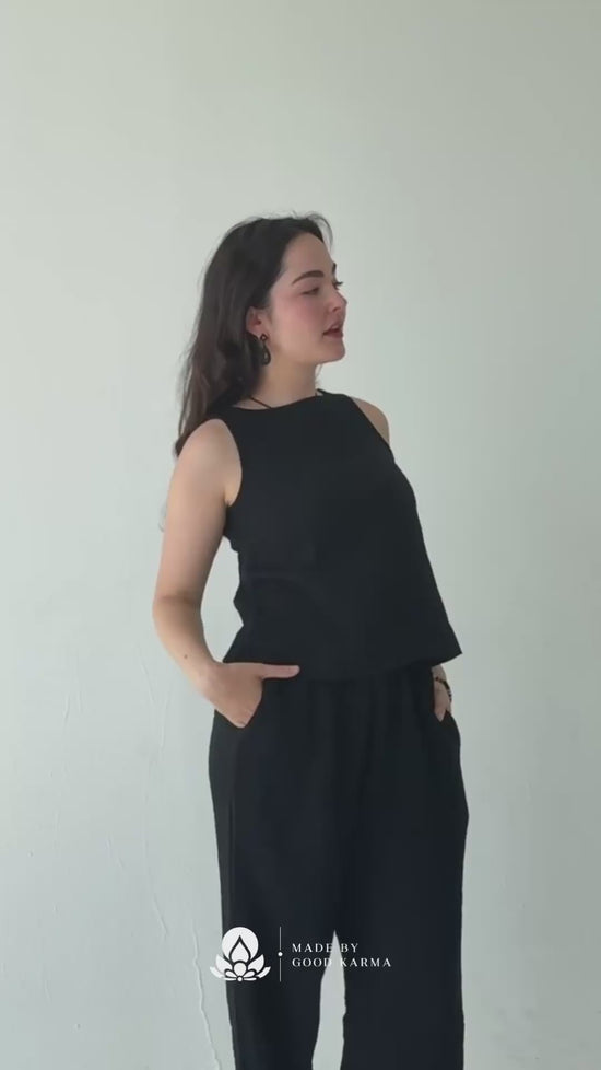 Boat Neck Gauze Tank Top