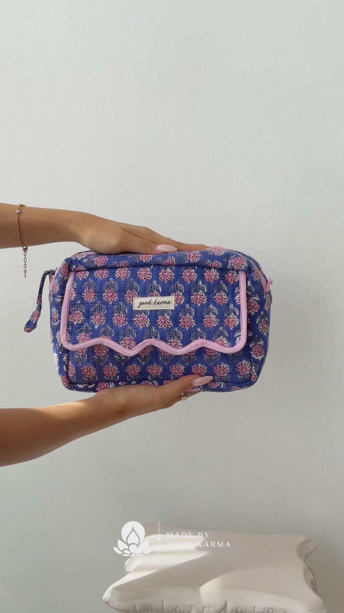 Scalloped Block Print Toiletry Bag