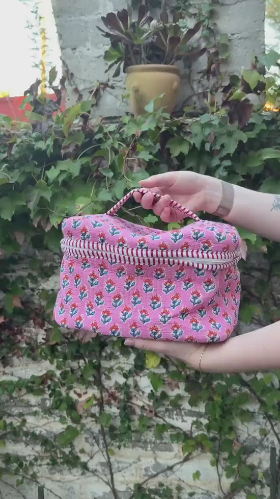 Quilted Toiletry Bag with Handle